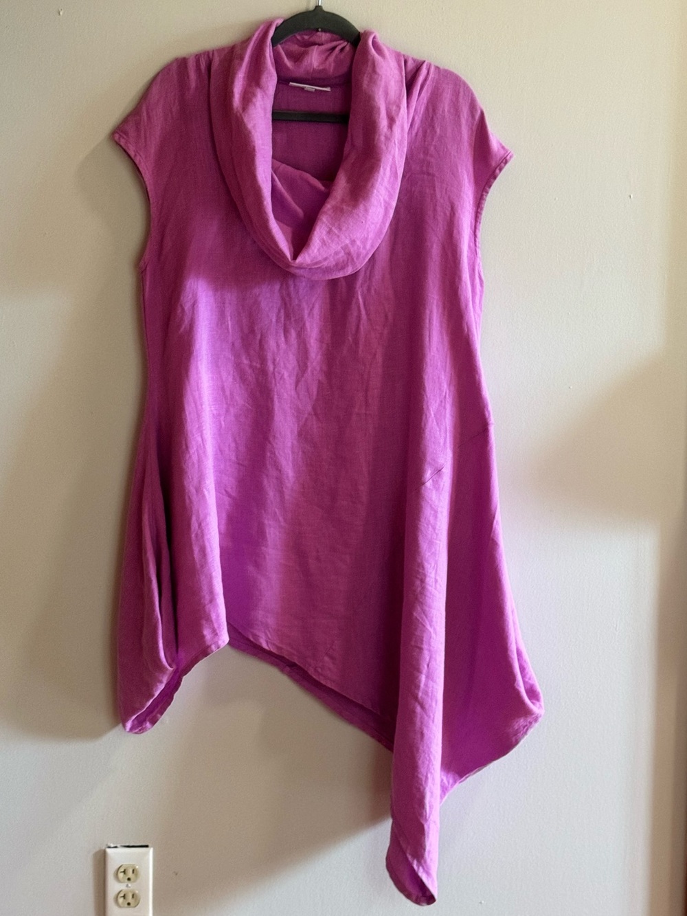 Bryn Walker 100% Linen Cowl Neck Tunic Top Pink Medium Made USA